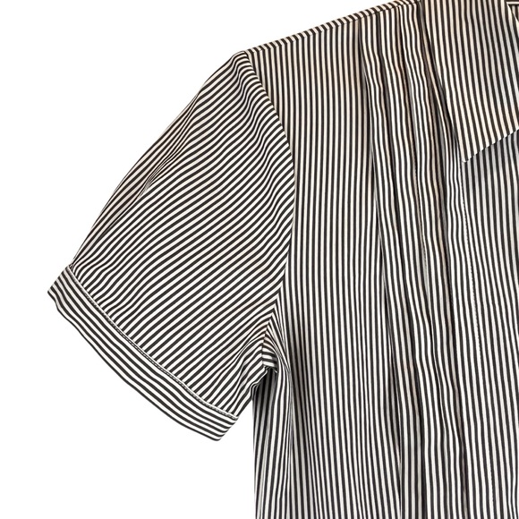 Theory Annelise Dress Railroad Stripe Cotton Top Black Lightweight Wool Skirt 4 - Picture 7 of 12